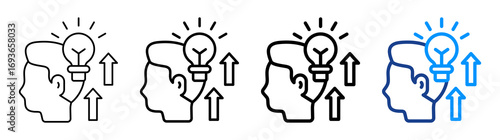 Growth Mindset Icon Different Style Outline Collection Set