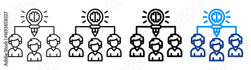 Teamwork Creativity Icon Different Style Outline Collection Set