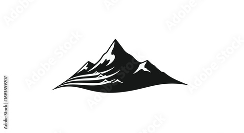 Majestic mountain peaks illustrated in a striking black and white graphic.