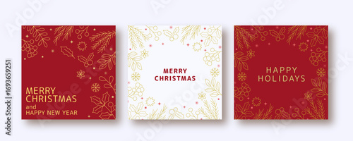 クリスマス2025_シンプルな線のクリスマスモチーフのフレーム