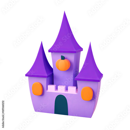 A vibrant purple castle with playful design elements, perfect for creative projects.