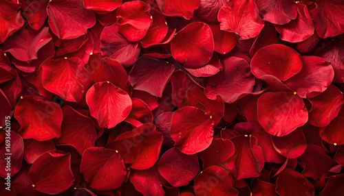 Fototapeta Naklejka Na Ścianę i Meble -  A close-up view of many vibrant red rose petals