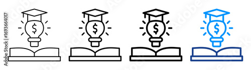Financial Literacy Icon Different Style Outline Collection Set