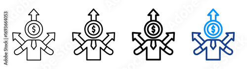Financial Decisions Icon Different Style Outline Collection Set