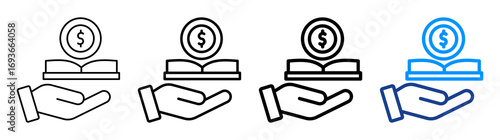 Financial Education Icon Different Style Outline Collection Set