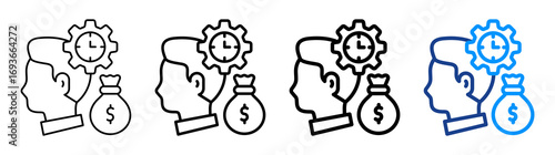 Financial Discipline Icon Different Style Outline Collection Set