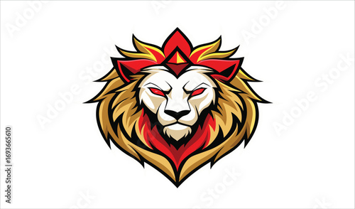 A fiery red dragon tribal tattoo vector with a monstrous skull head and evil king face design