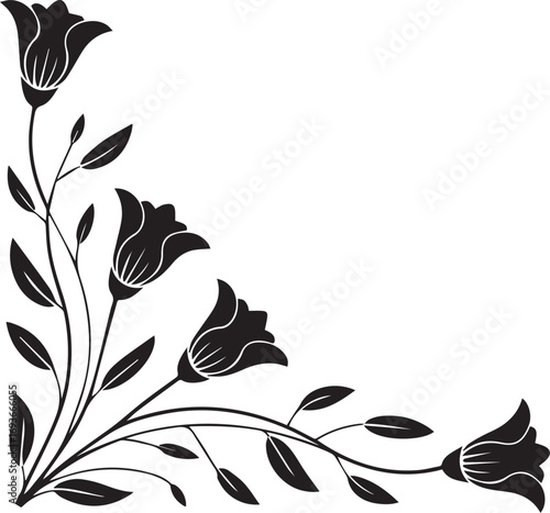 Black vector floral background