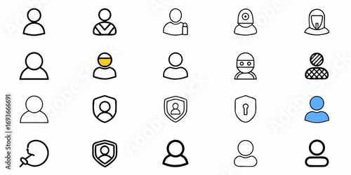 Versatile user icon set perfect for website design, app development, and profile management solutions