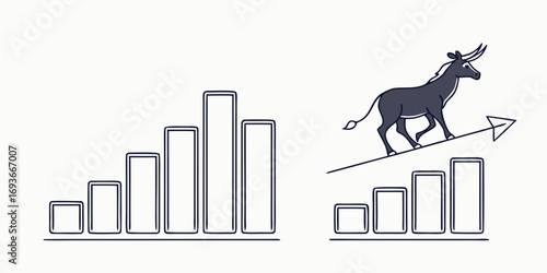 Bull market illustration symbolizing financial growth and success in business ventures