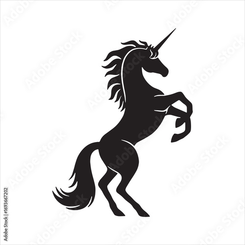  Black unicorn sign on a white background