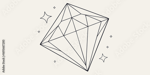 Stylish modern diamond line art for luxury brands and jewelry designs, perfect for elegant minimalism