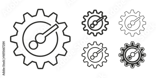 Modern gear setting icon set for engineering, design, and business solutions, a symbol of process control
