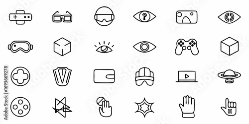 Exciting gaming and technology icons for modern digital experiences and innovative concepts