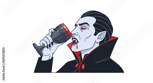 Vampire Drinking Blood from a Glass.