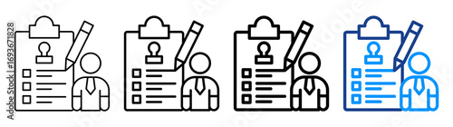 Hr Policies Icon Different Style Outline Collection Set