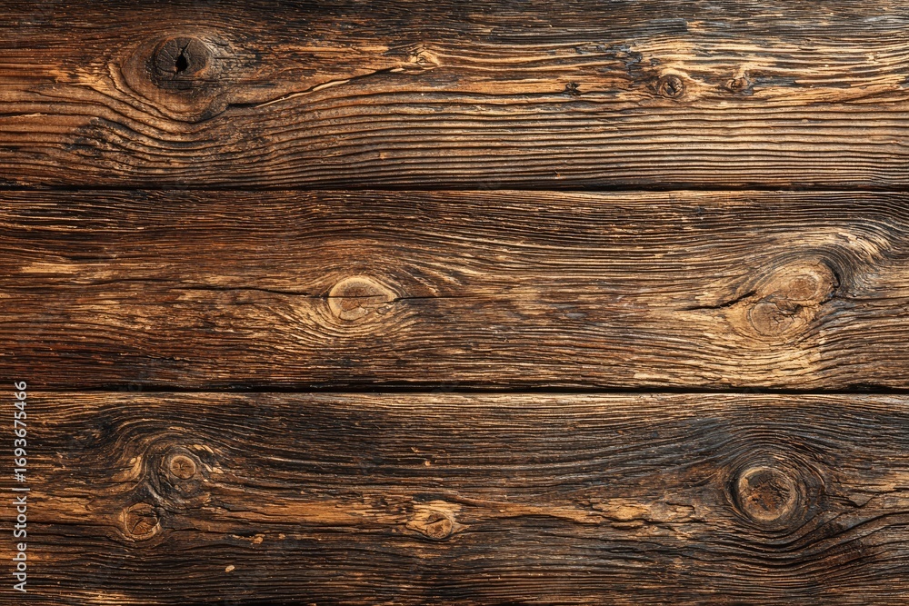 Naklejka premium Aged wooden planks, horizontal grain