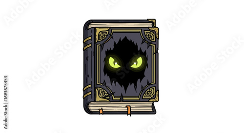 Ancient Grimoire with Glowing Eyes.