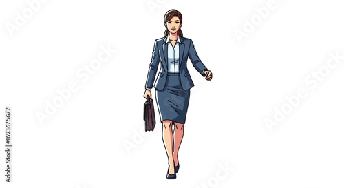 Faceless businesswoman in a suit working on a laptop computer icon.