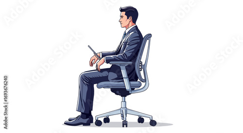 Cute Orange Cartoon Mug with Smiling Face Green Leaf and Steam.