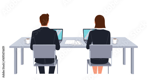 Collaborative Team Solving Puzzle Pieces Line Art Illustration.