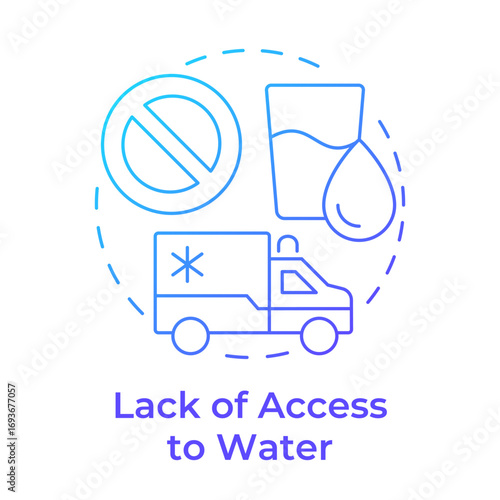 Lack of access to water blue gradient concept icon. Shortage of liquid availability. Impact of freshwater crisis. Round shape line illustration. Abstract idea. Graphic design. Easy to use in booklet