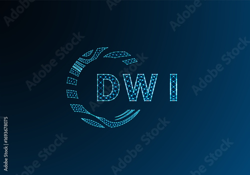 DWI low poly letter logo vector design. DWI lower poly logo design. DWI unique low poly logo design.