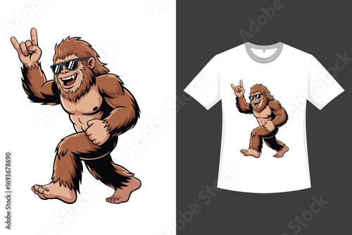 A cartoon illustration of a Sasquatch, depicted as a fun, energetic character.