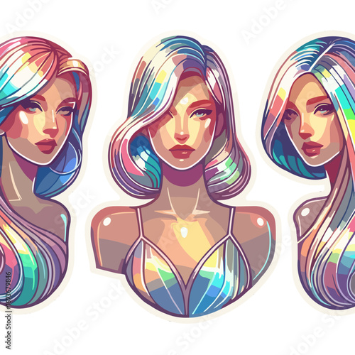 Rainbow Voices Women's Day stickers vector