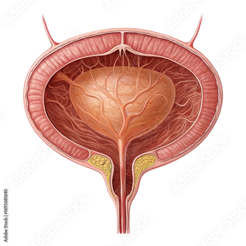 Human Urinary Bladder Anatomy Isolated PNG, Transparent Background