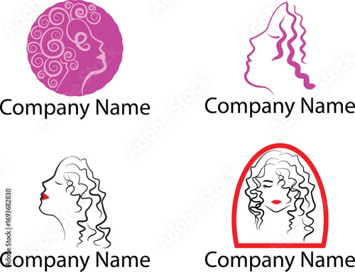 Hair salon logo design curly hairstyle designer beauty parlour logo art vector
