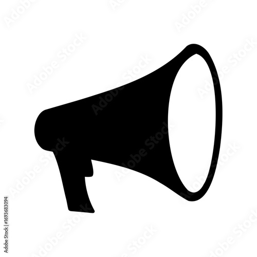 Simple black and white megaphone illustration isolated on a white background