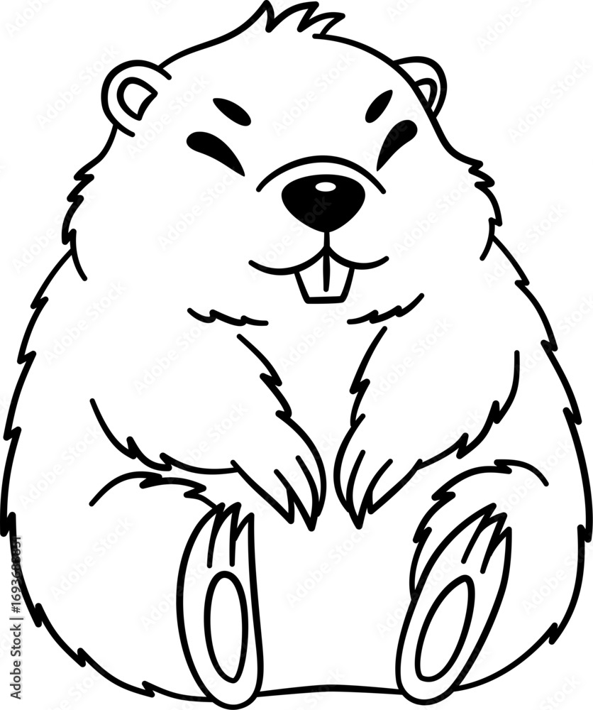 Fototapeta premium Cute Marmot Outline Cartoon