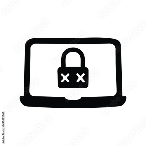 Stylized Laptop with Padlock Symbolizing Data Security and Online Protection