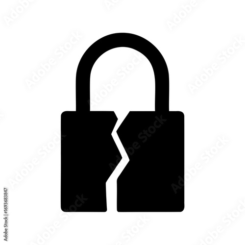 Broken lock symbolizing failure in security and data privacy protection system