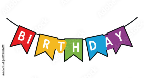 Colorful Birthday Bunting Flags Decoration.