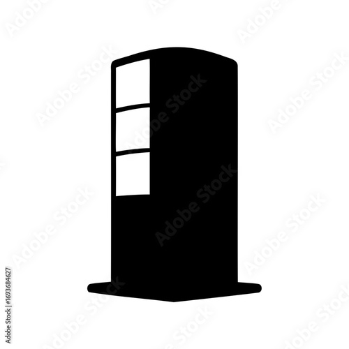 An iconographic interpretation of a classic British telephone booth in silhouette