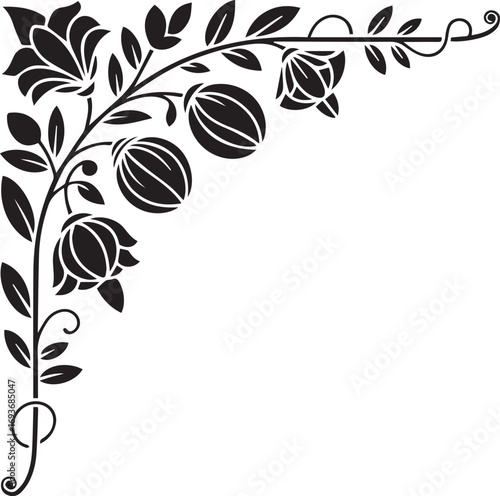 black and white floral frame design