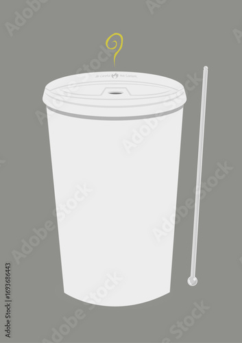 Coffee on a Styrofoam material cup with blank space for company logo or advertising texts. Vector clip art Eps10