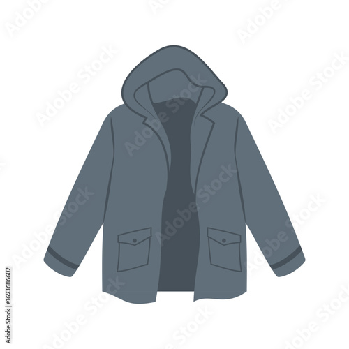 Warm winter clothes and jackets in different styles