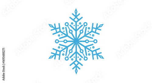 Foto A stylized light blue snowflake icon with a detailed, symmetrical six-pointed crystalline structure