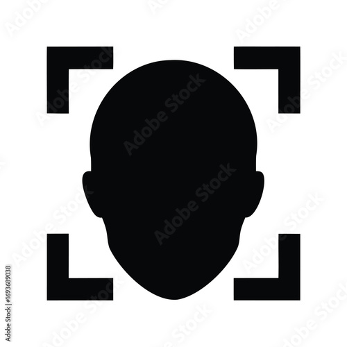 Facial recognition scanning icon, representing biometric identification and authentication technology