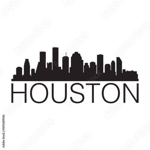 houston skyline vector with flag