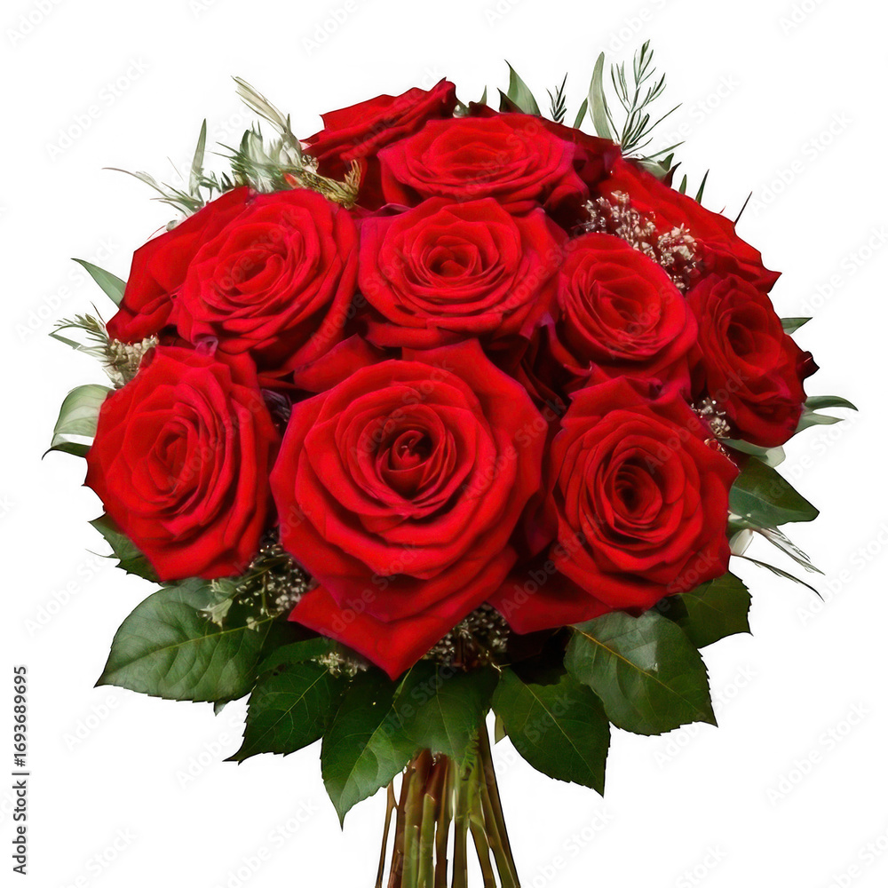 Obraz premium Red Roses with Water Droplets, isolated on transparent background