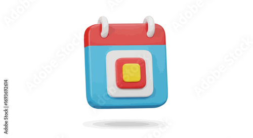 Colorful 3D Calendar Icon with Red Top and Blue Body.