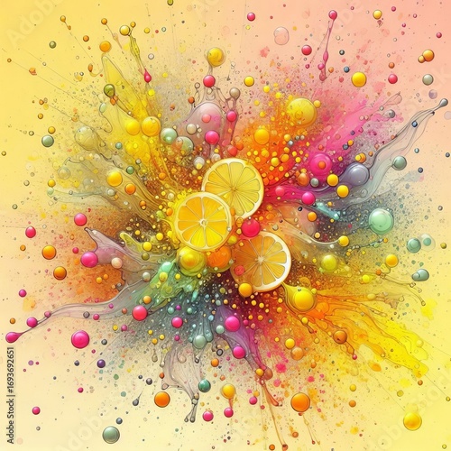 Xanthic Splatters random splatters in vivid xanthic and lemon hu