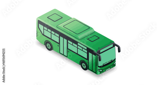 Fotografia Isometric illustration of a modern green city bus for public transportation