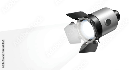 Silver Studio Light with Barn Doors for Photography and Film.