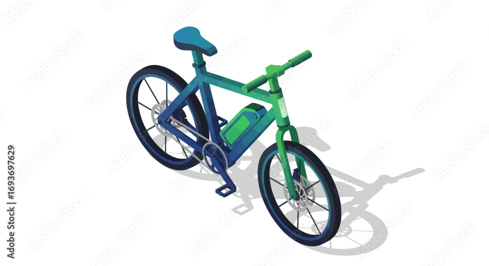 Fototapeta premium Colorful Electric Mountain Bike Illustration.