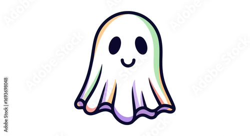 Cute Cartoon Ghost with Colorful Cloak.